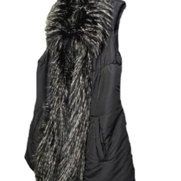Outdoor Edition By Parkhurst Black Sleeveless Faux Fur Trimmed SMALL - Picture 6 of 7
